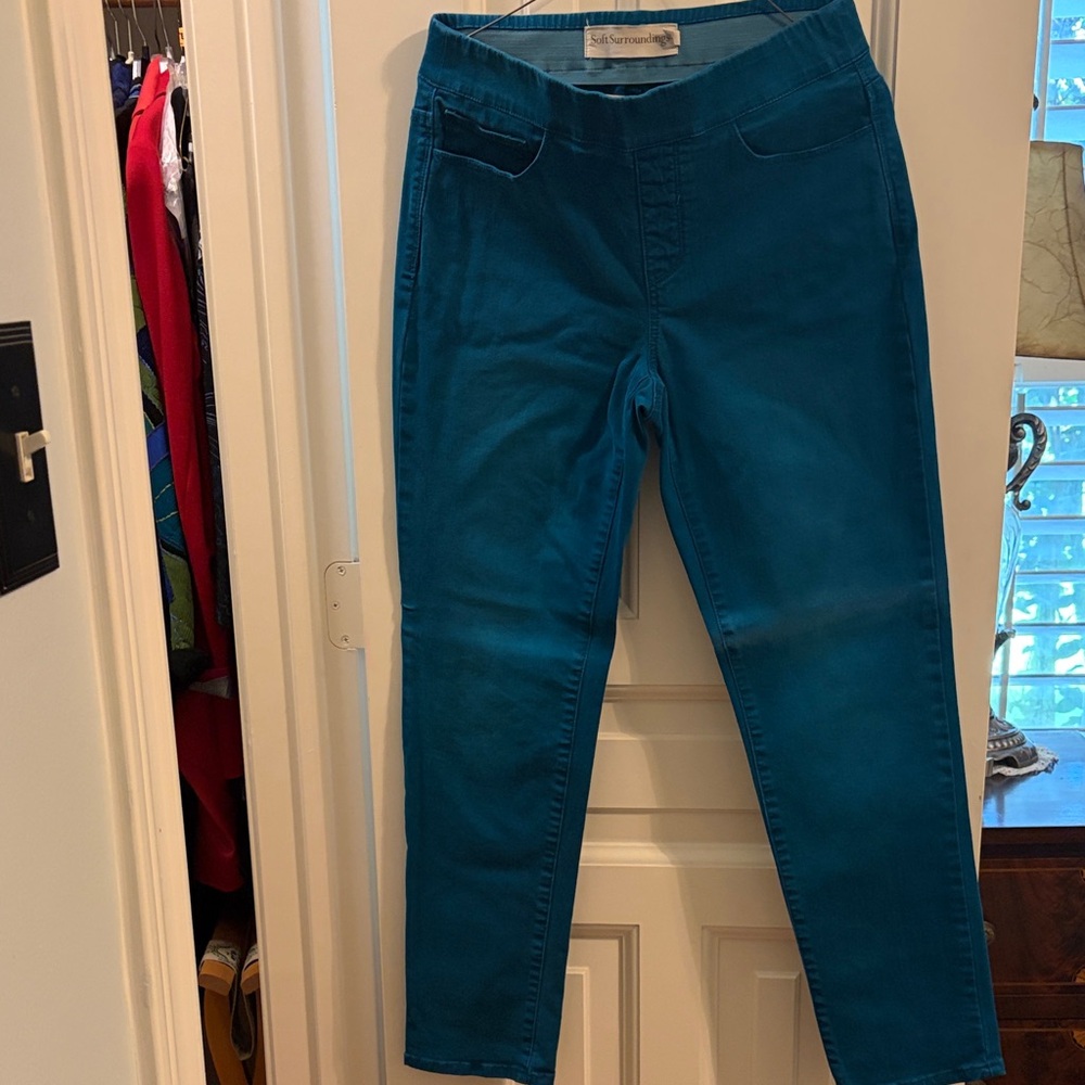 Soft Surroundings Teal Skinny Jeans